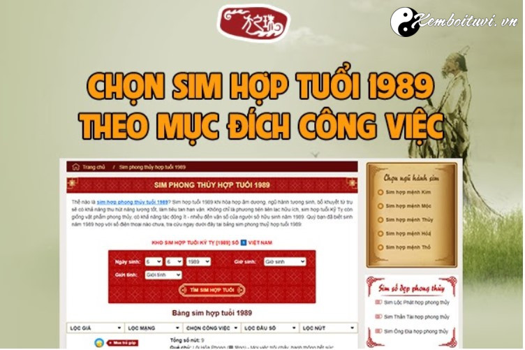 Tuổi Kỷ Tỵ 1989 hợp với số điện thoại nào