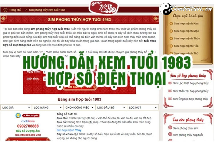 Quý Hợi tuổi 1983 hợp số điện thoại nào