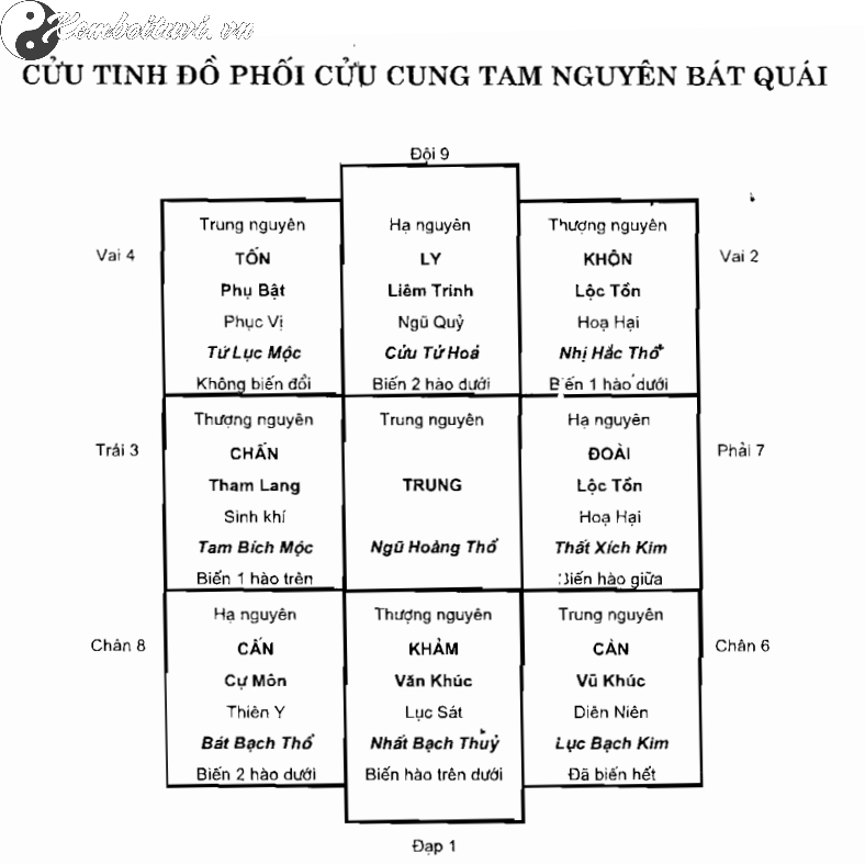 Cửu Tinh Đồ Phối Cửu Cung Tam Nguyên Bát Quái: Khám Phá Hệ Thống Huyền Không Phong Thủy Cổ Xưa
